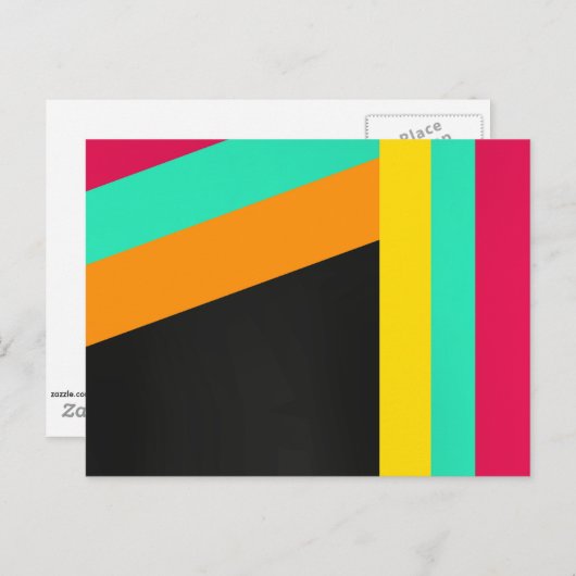 Carte postale motif colorée à rayures modernes (Devant / Derrière)
