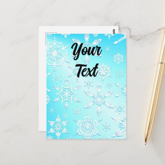 Carte Postale Motif Crystal Snowflakes (Devant/Arrière en situation)