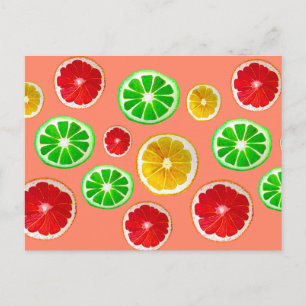 Carte Postale Motif d'agrumes de fruits juteux