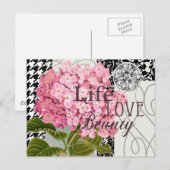 Carte Postale Motif Damas Décor Floral Joli (Devant / Derrière)