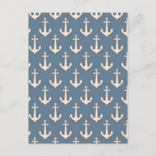 Carte Postale Motif d'Ancre bleu Vintage rétro