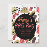 Motif d'anniversaire BBQ Burger Hotdog Doodle 