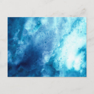 Carte Postale Motif d'aquarelle bleu Ombre Inkblot