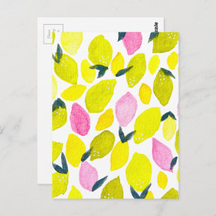 Carte Postale Motif d'aquarelle citron