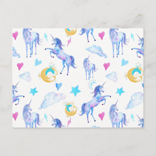 Carte Postale Motif d'aquarelle magique Unicorn Design Imaginair
