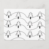 Carte Postale Motif d'arbre de Noël noir et blanc (Devant)