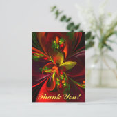 Carte Postale Motif d'art abstrait floral rouge et vert moderne (Debout devant)