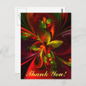 Carte Postale Motif d'art abstrait floral rouge et vert moderne (Devant / Derrière)