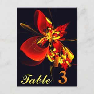 Carte Postale Motif d'art abstrait moderne floral rouge jaune #1