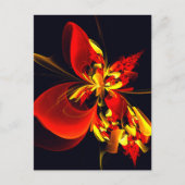Carte Postale Motif d'art abstrait moderne floral rouge jaune #1 (Devant)