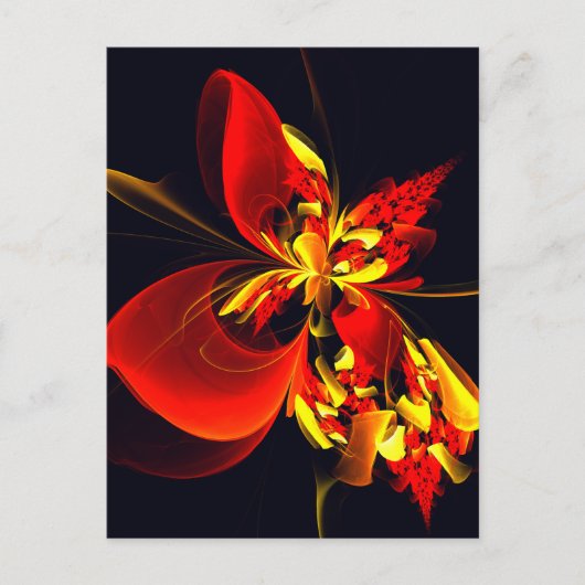 Carte Postale Motif d'art abstrait moderne floral rouge jaune #1 (Devant)