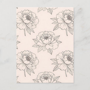 Carte Postale Motif d'art en ligne de pivoine doux