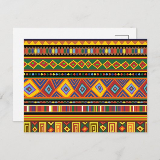 Carte Postale Motif d'art ethnique en Afrique (Devant / Derrière)