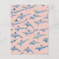 Motif dauphin aquarelle côte plage océan