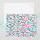 Carte Postale Motif dauphin rose (Devant / Derrière)