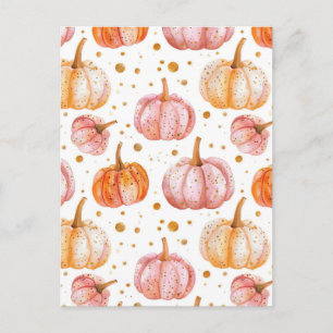 Carte Postale motif d'automne de citrouille à l'aquarelle