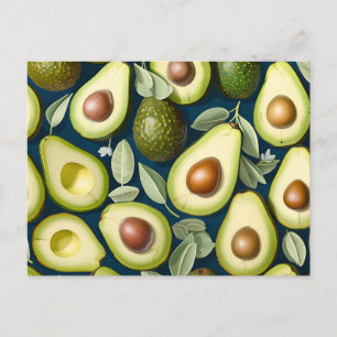 Carte Postale Motif d'avocat répétitif avec contraste texturé
