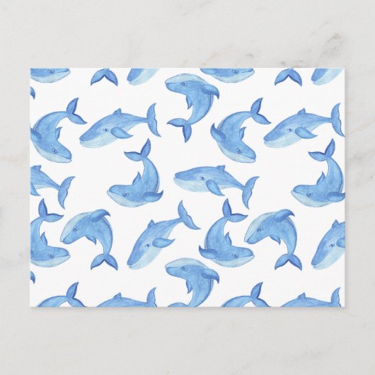 Carte Postale Motif de baleine bleue à l'aquarelle (Devant)