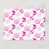 Carte Postale Motif De Baleines, Beaux Baleines, Baleines Roses (Devant)