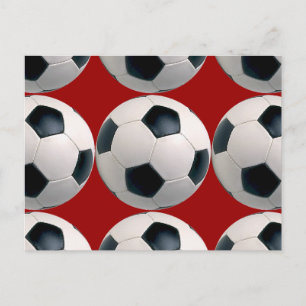 Carte Postale Motif de balle de football en rouge