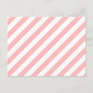 Carte Postale Motif de bandes diagonales roses et blanches