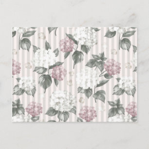 Carte Postale Motif de bandes florales vert rose pastel bohème