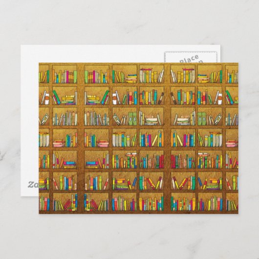 Carte Postale motif de bibliothèque (Devant / Derrière)