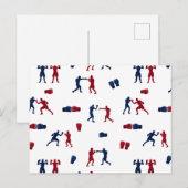 Carte Postale Motif de boîte rouge et bleu (Devant / Derrière)