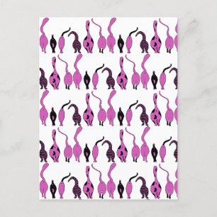 Carte Postale Motif de boutons de chats violets