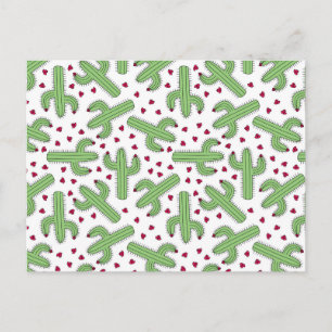 Carte Postale Motif de cactus et de fleurs roses