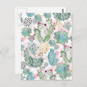 Carte Postale motif de cactus et triangles aquarelle (Devant / Derrière)