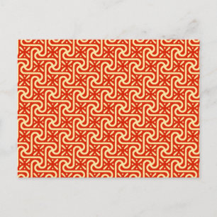 Carte Postale Motif de carreaux égyptien, orange corail