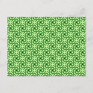 Carte Postale motif de carreaux égyptien, vert émeraude et vert 
