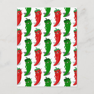 Carte Postale Motif De Cartoon Rouge Et Vert Pepper Divas