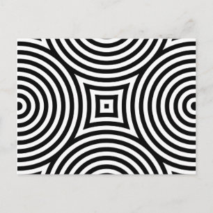 Carte Postale Motif de cercles concentriques noir et blanc