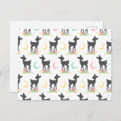 Carte Postale Motif de cerfs, Cerf de bébé, Boho, Fleurs, Lune (Devant / Derrière)