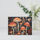 Carte Postale Motif de champignons Boho Woodland (Debout devant)
