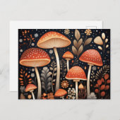 Carte Postale Motif de champignons Boho Woodland (Devant / Derrière)