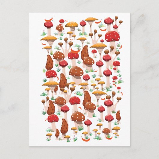 Carte Postale Motif de champignons mignons (Devant)