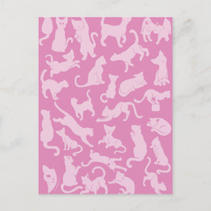 Carte Postale Motif de chat rose