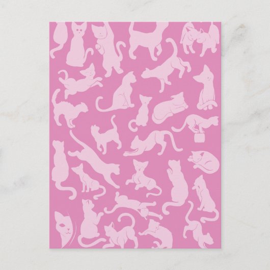 Carte Postale Motif de chat rose (Devant)