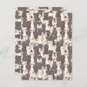 Carte Postale Motif de chats blancs et gris (Devant / Derrière)