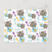 Carte Postale Motif De Chats, Chats Mignons, Chatons, Poisson (Devant)