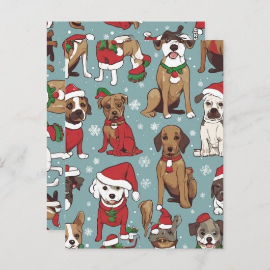 Carte Postale Motif de chien de Noël (Devant / Derrière)