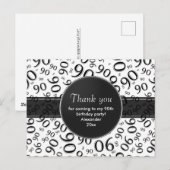 Carte Postale Motif de chiffres pour les 90 ans Noir/Blanc Merci (Devant / Derrière)