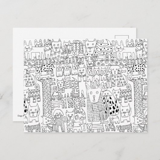 Carte Postale Motif de chiot chien noir et blanc mignon (Devant / Derrière)