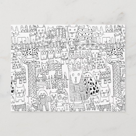 Carte Postale Motif de chiot chien noir et blanc mignon (Devant)