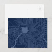 Carte Postale Motif de circuit Geek bleu (Devant / Derrière)