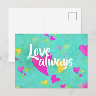 Carte Postale Motif de cœur mignon Amour toujours Saint-Valentin