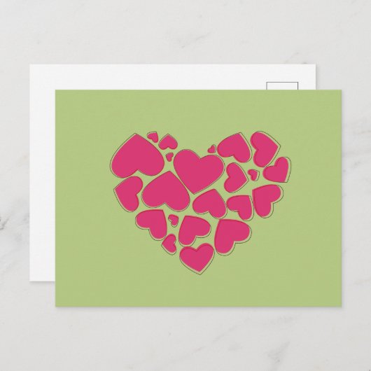Carte Postale Motif De Coeurs, Coeurs Roses, Amour (Devant / Derrière)